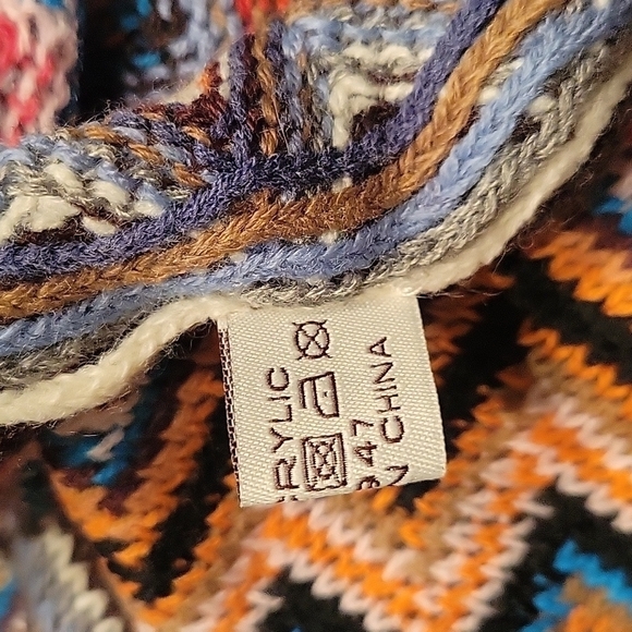 Cejon Rainbow Zigzag Fringe Knit Shall Wrap Blanket Stole - Picture 8 of 8